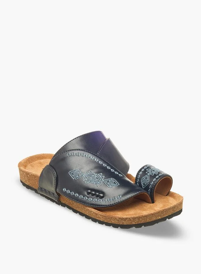 الواحة Boys Embroidered Leather Arabic Sandals Ramadan Collections